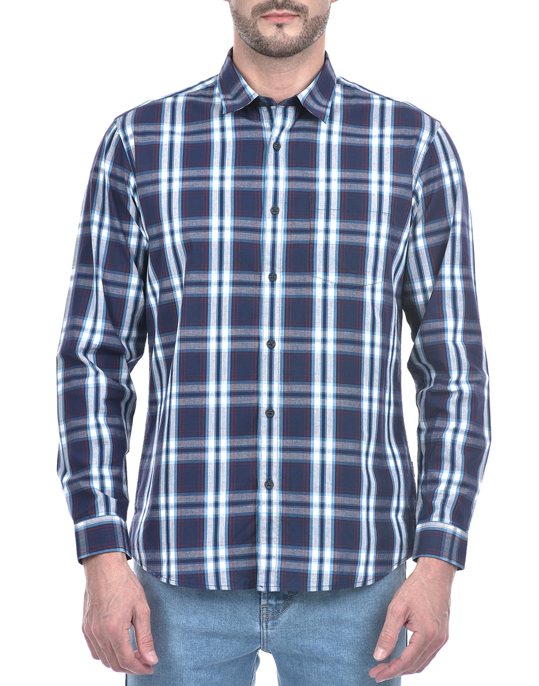 Numero Uno Men Checkered Dark Blue Shirt